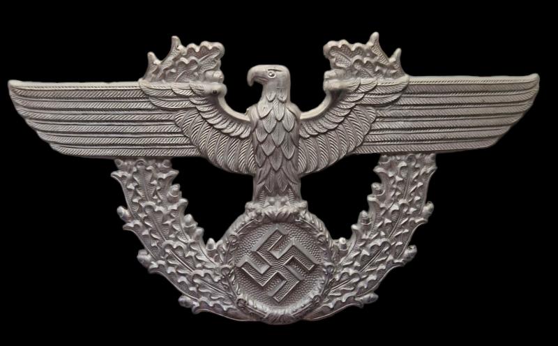 III Reich Police Shako eagle helmet plate.