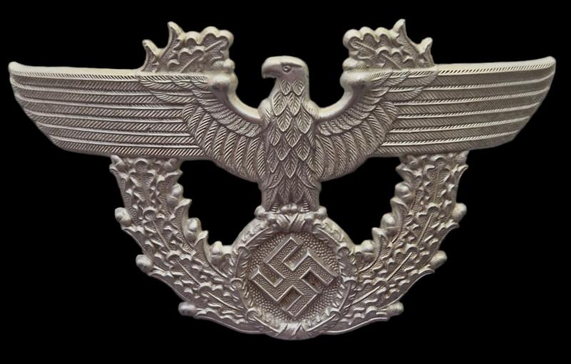 III Reich Police Shako eagle helmet plate by F.W.Assmann.