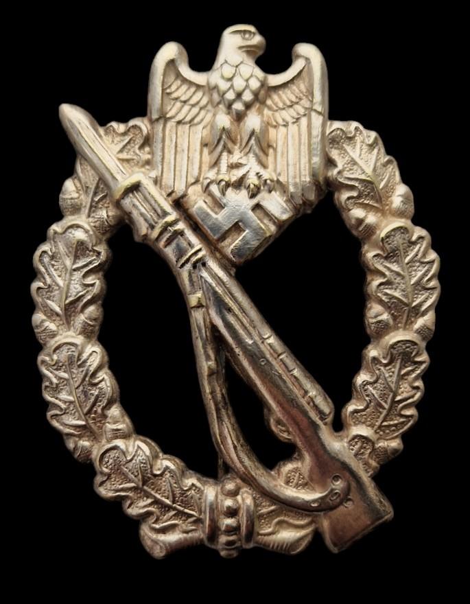 Early hollowback Silver Infantry Assault Badge by BH Mayer.